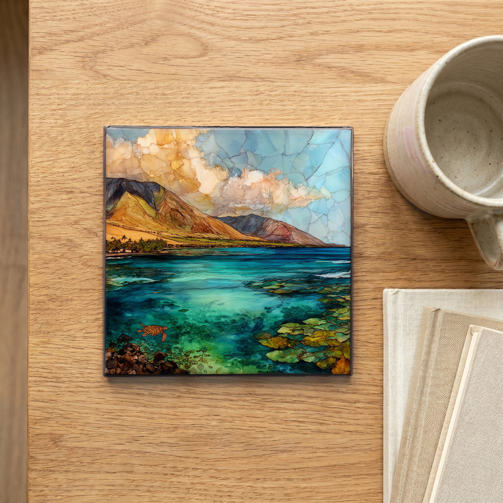 Olowalu Reef Maui Ceramic Art Tile — scale