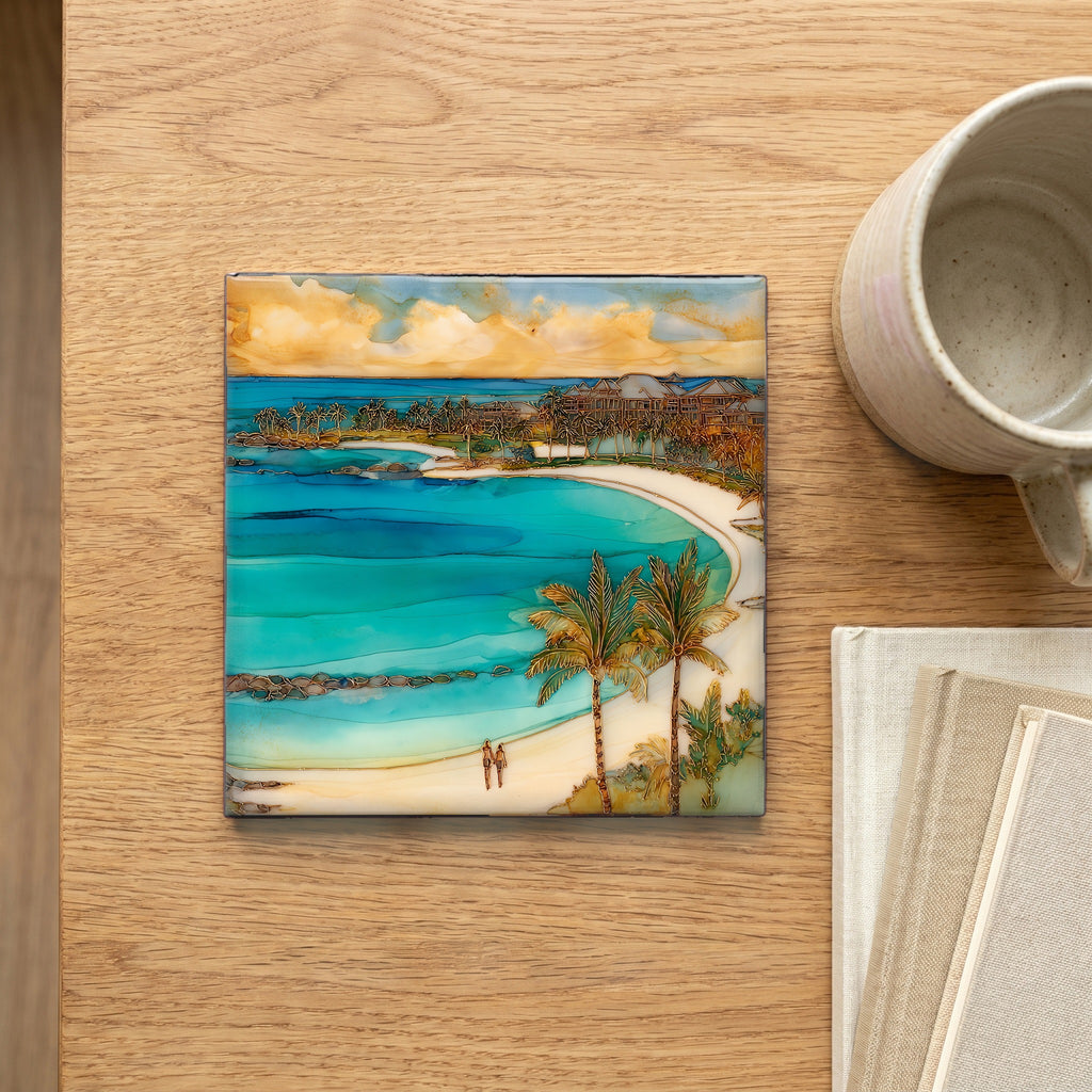 Ko Olina Lagoons Oahu Ceramic Art Tile — scale