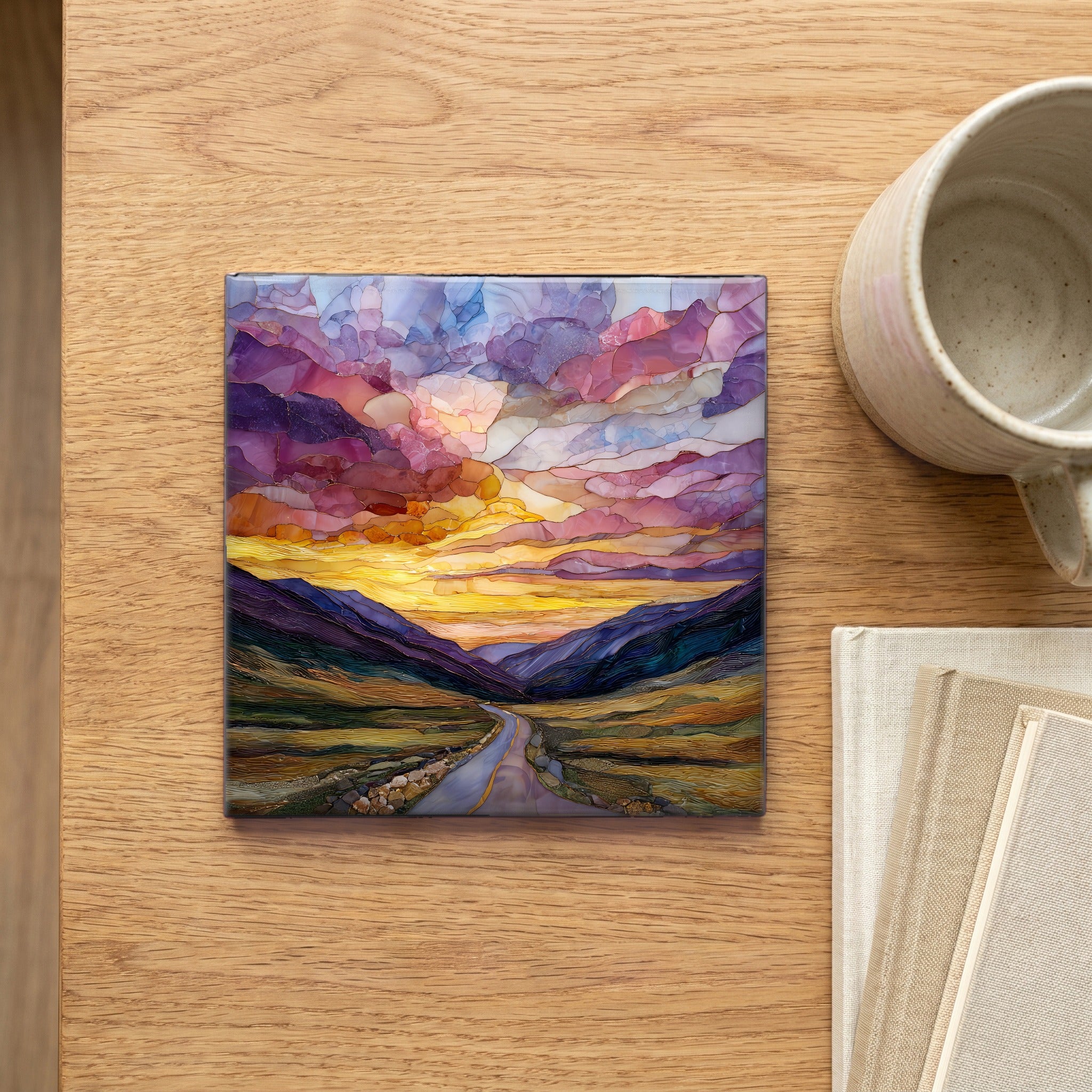 Trail Ridge byway sunset Rocky Mountain National Park Ceramic Art Tile — scale