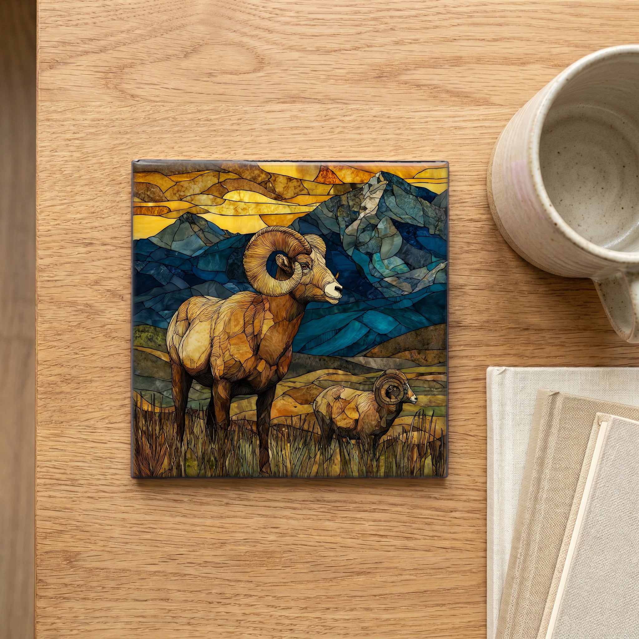 a full-curl bighorn ram — scale