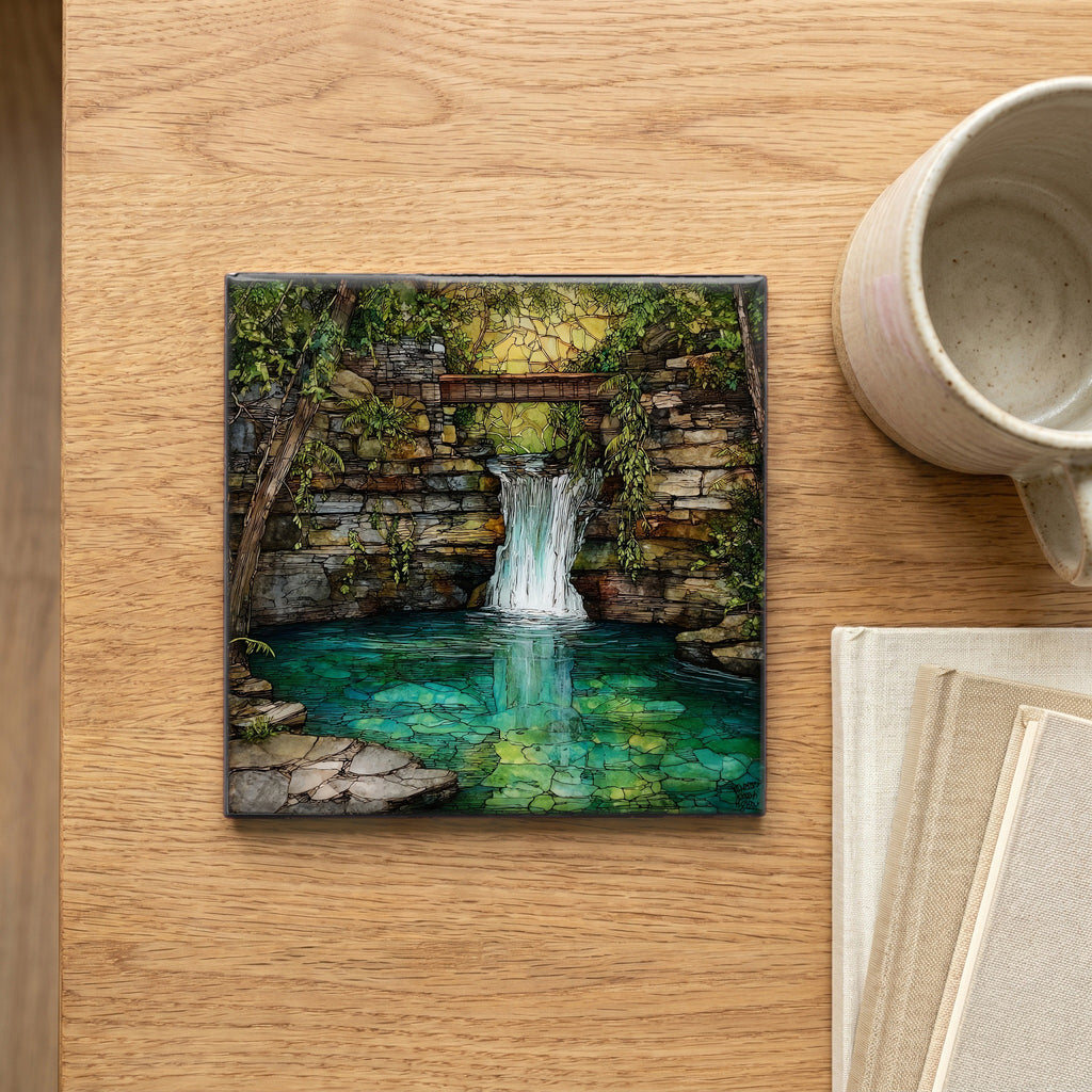 Sitting Bull Falls pouring over a — scale