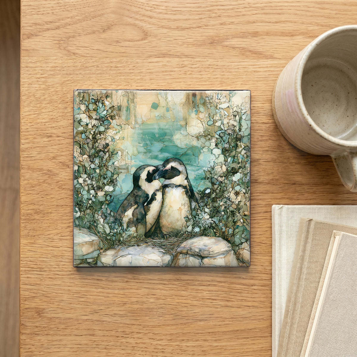 two African penguins — scale