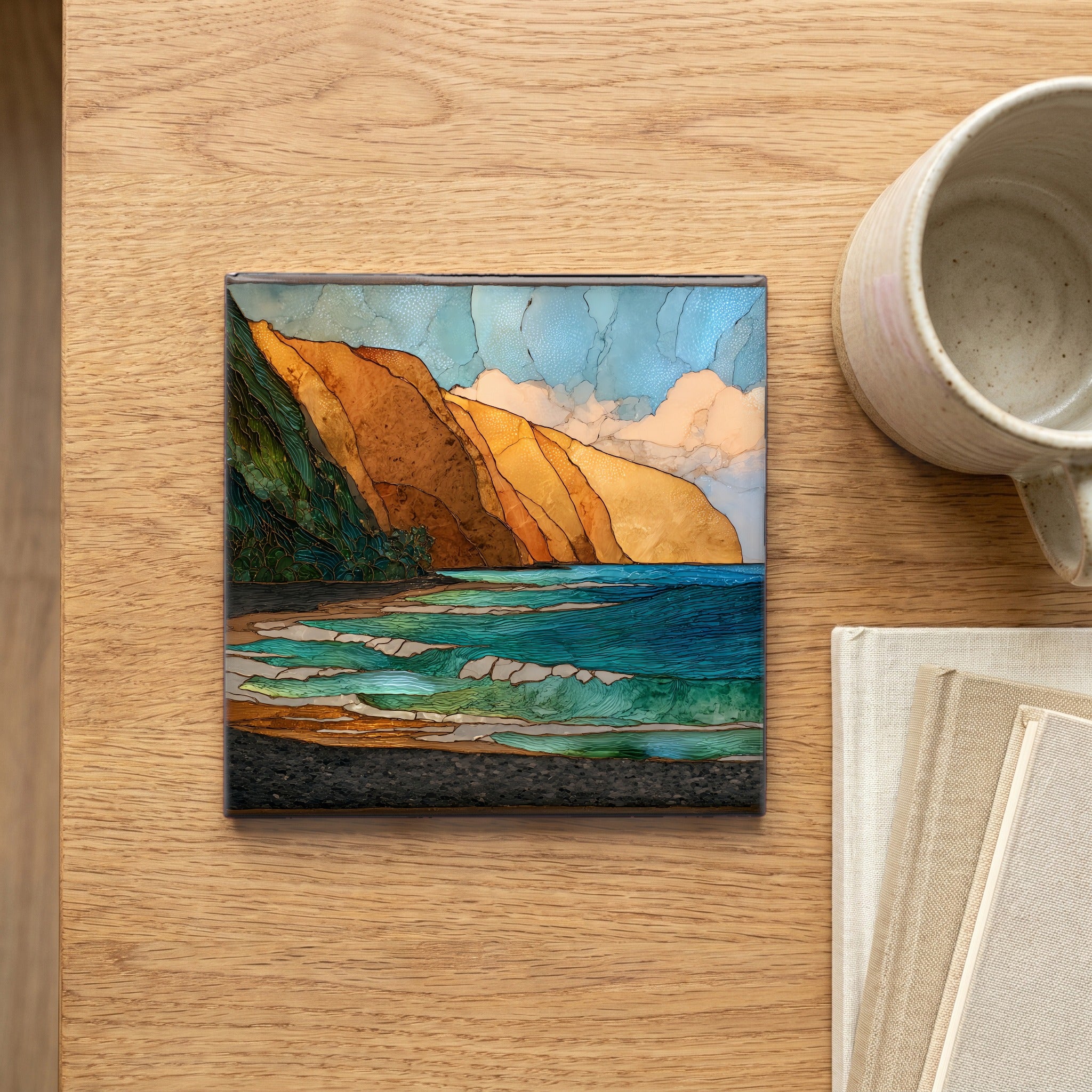 Pololu Black Sand Big Island Ceramic Art Tile — scale