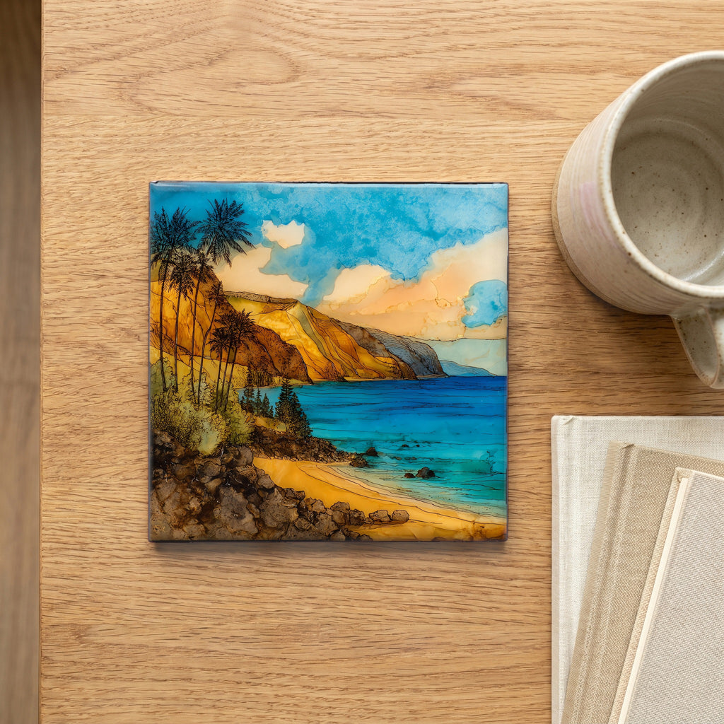 Kaiolohia Lanai Ceramic Art Tile — scale