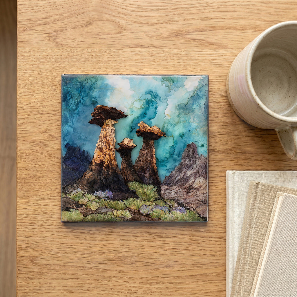 Toadstool hoodoo formations rising — scale