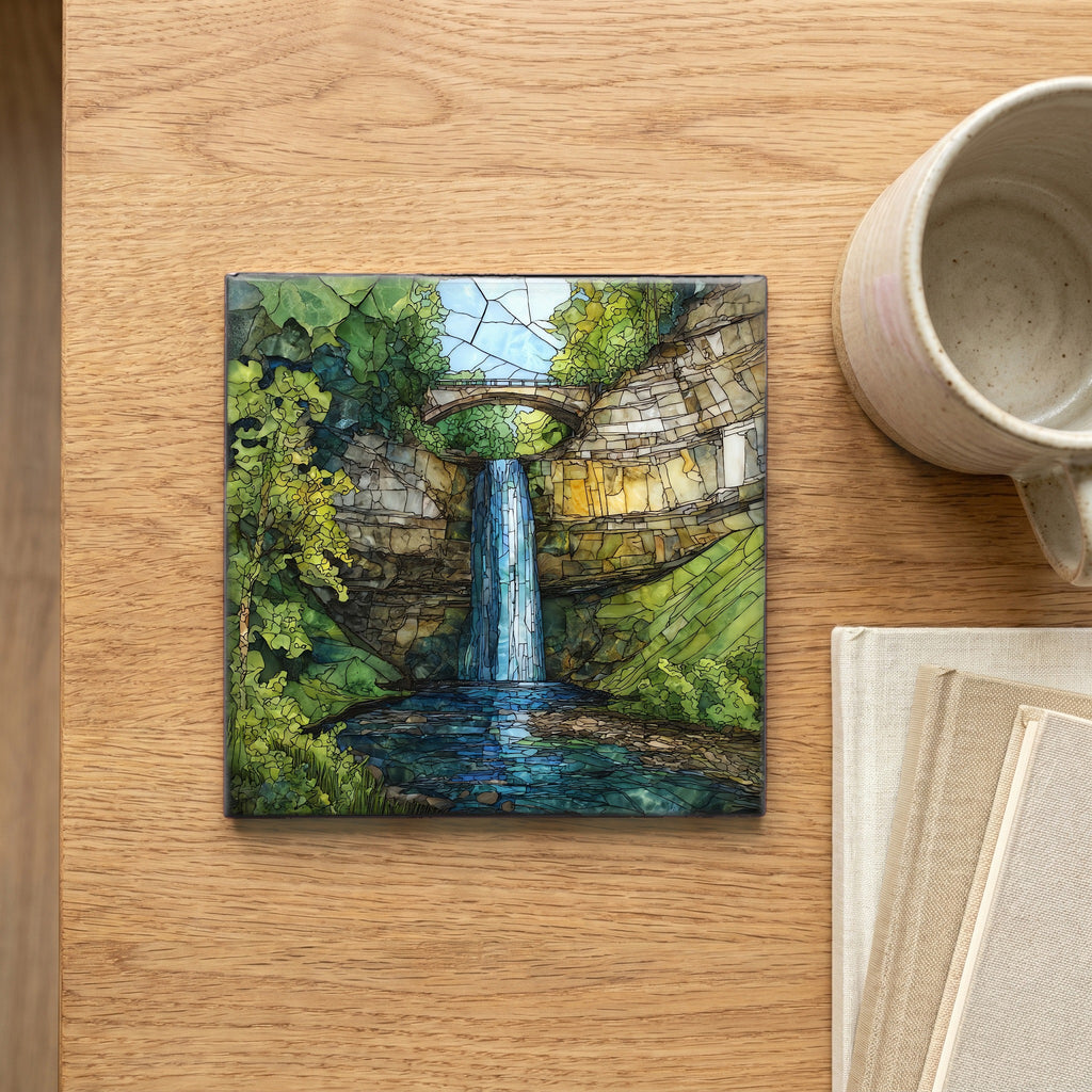 Minnehaha Falls cascading over — scale