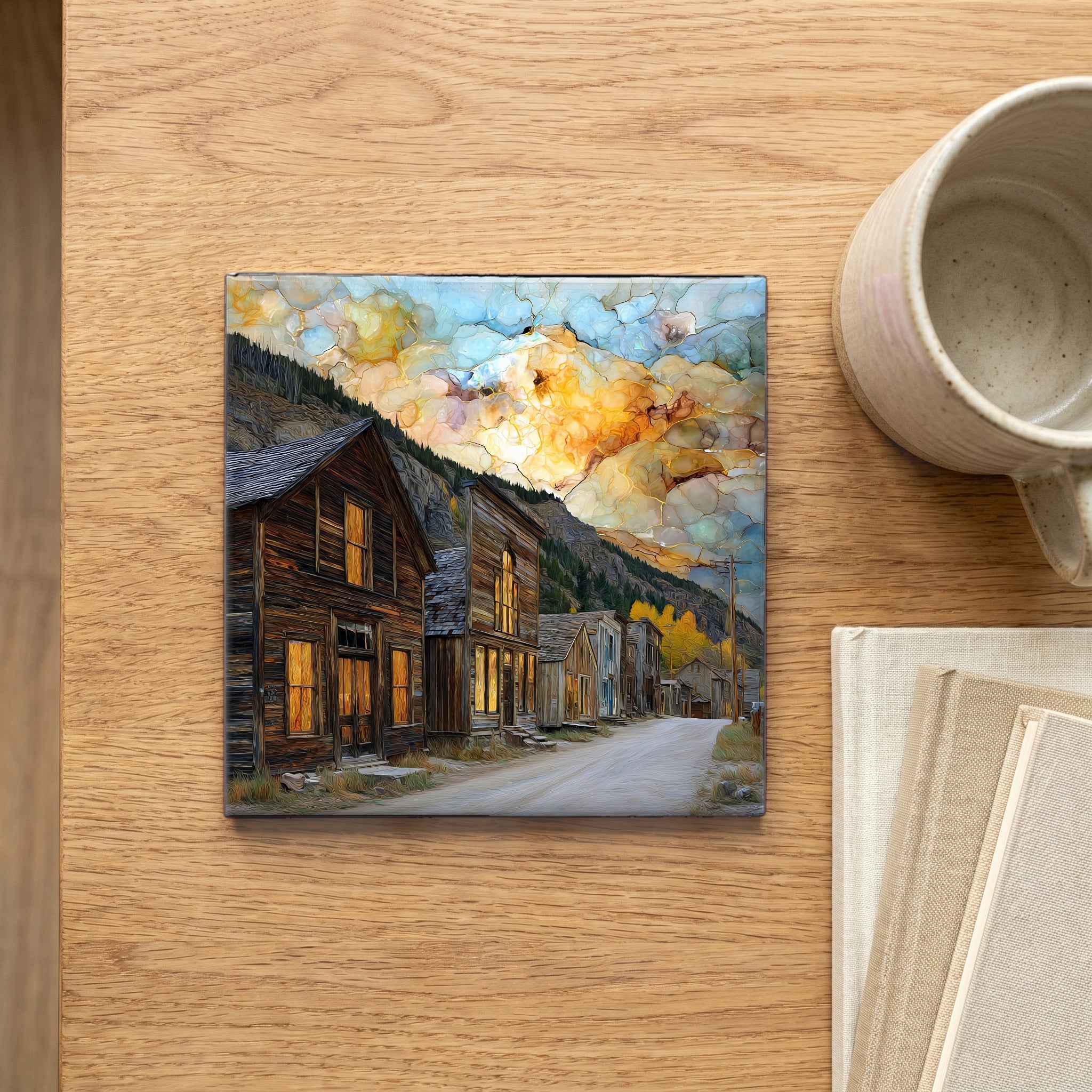 St Elmo ghost town Sawatch Range Ceramic Art Tile — scale