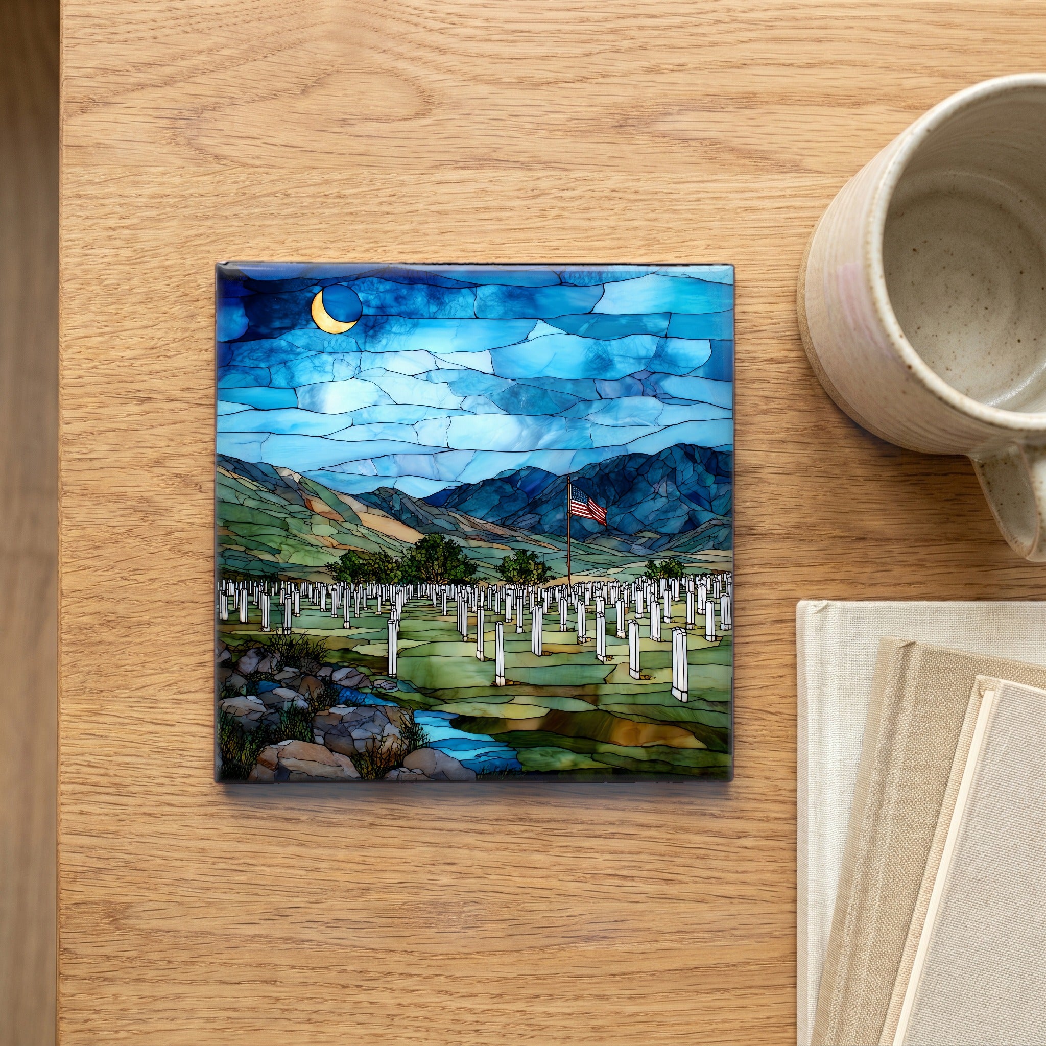 the Custer National Cemetery on the rise — scale