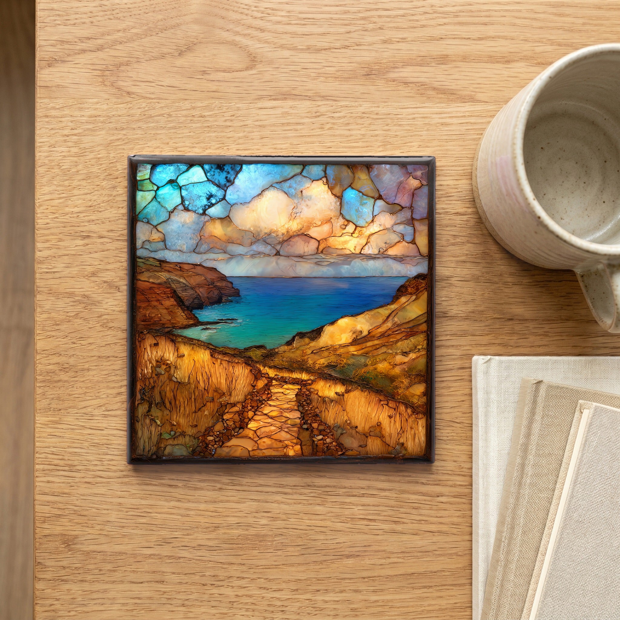 Mahaulepu Trail Kauai Ceramic Art Tile — scale
