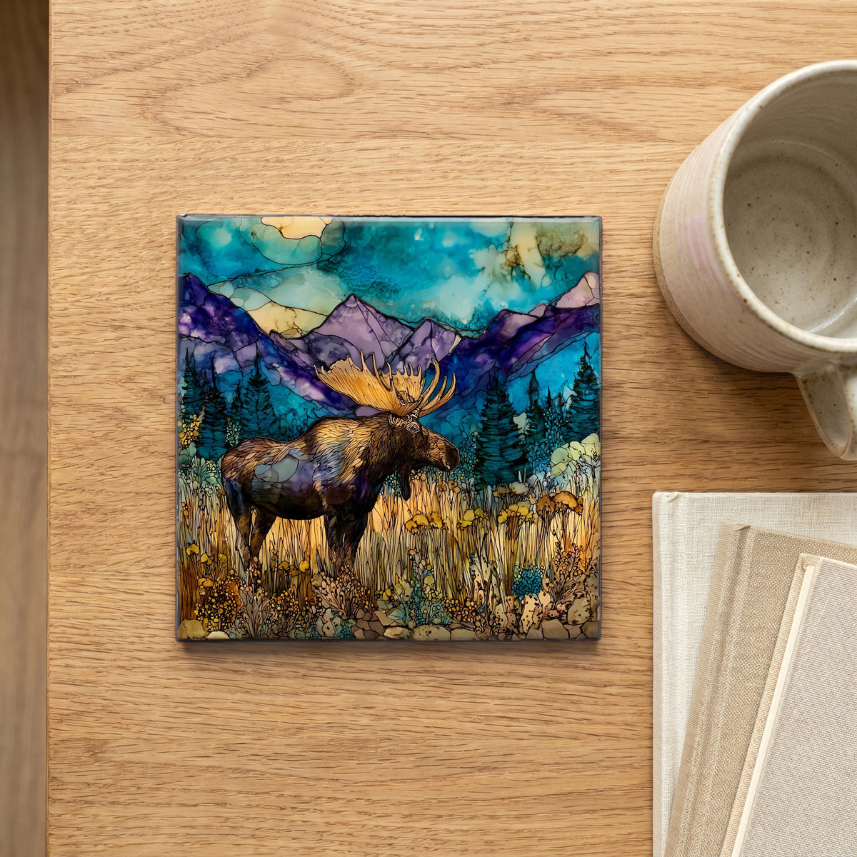 a bull moose chest-deep — scale