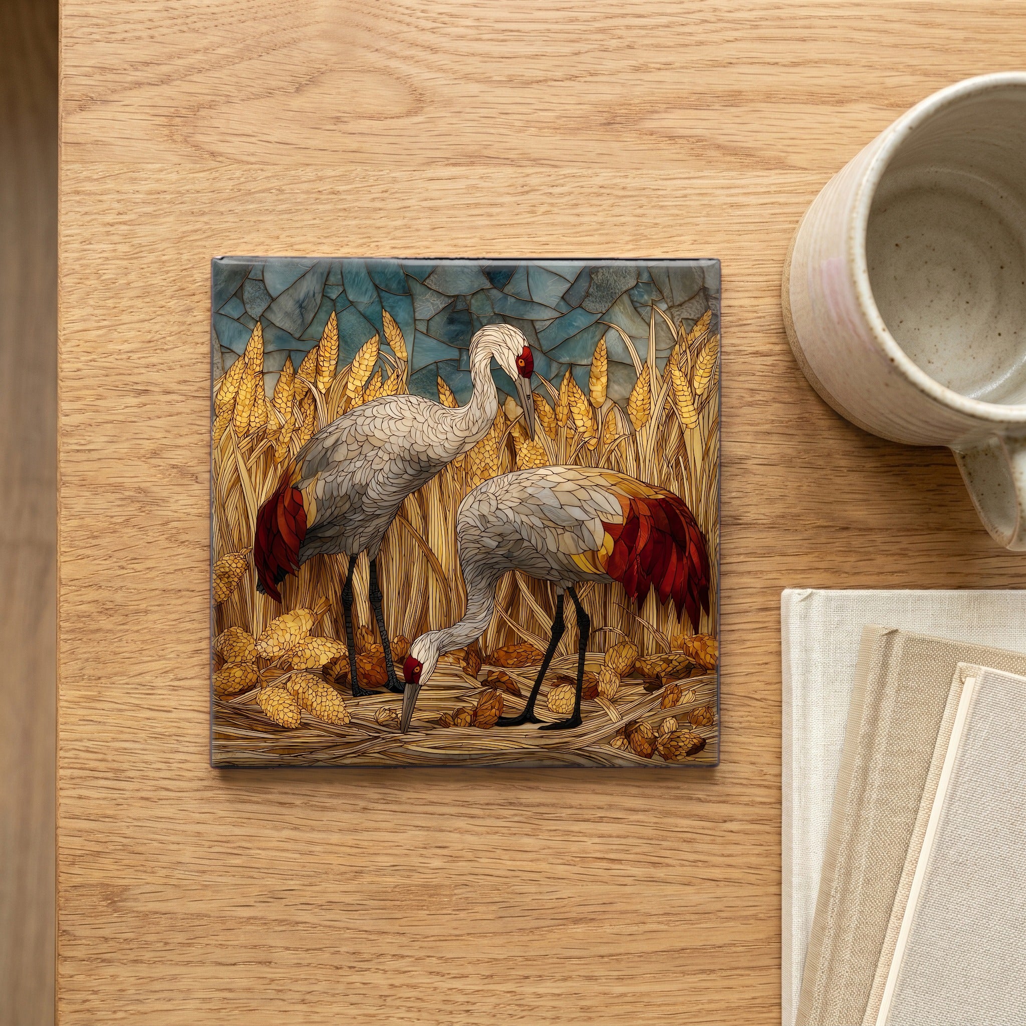 sandhill cranes feeding in — scale