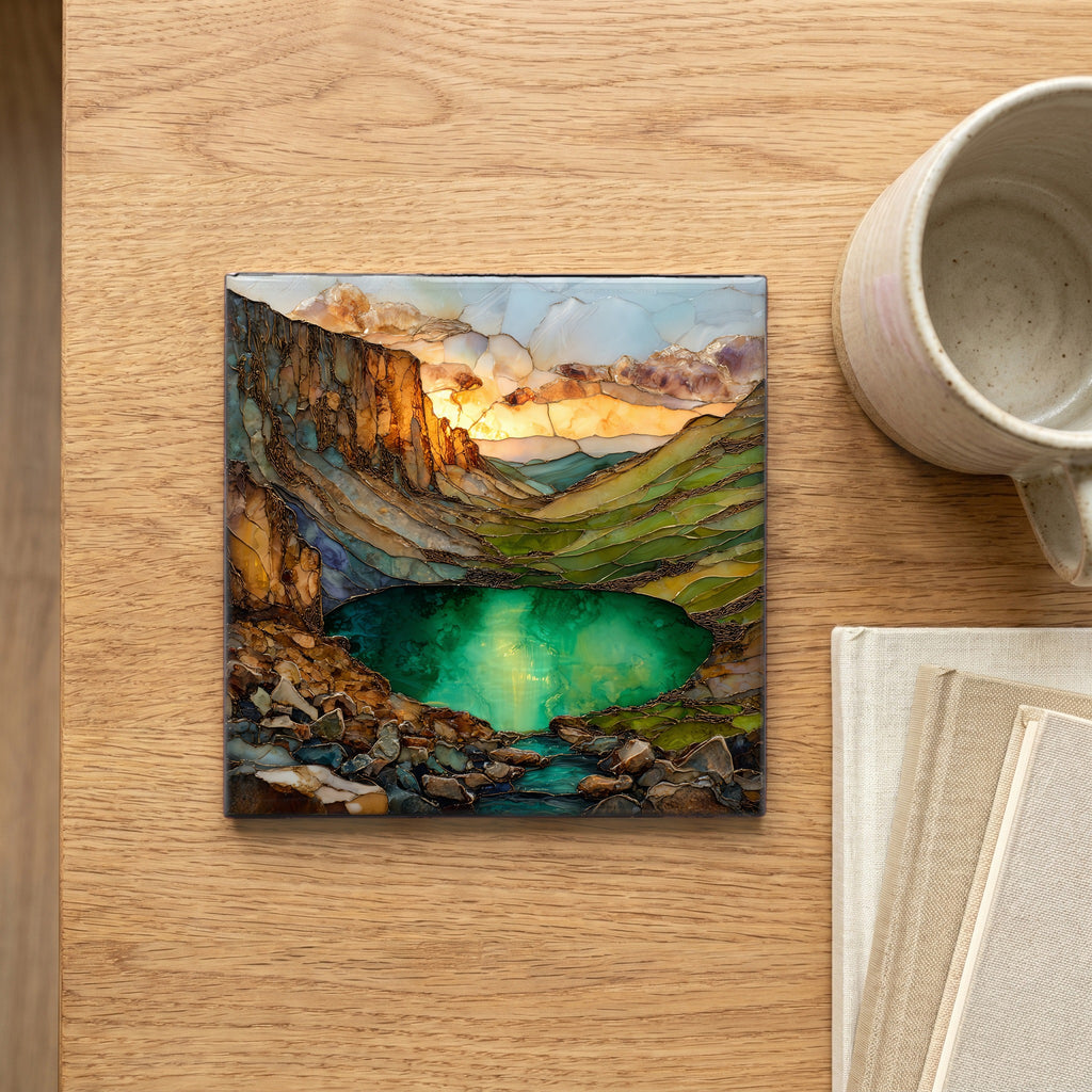 Emerald Lake below Hallett Rocky Mountain National Park Ceramic Art Tile — scale