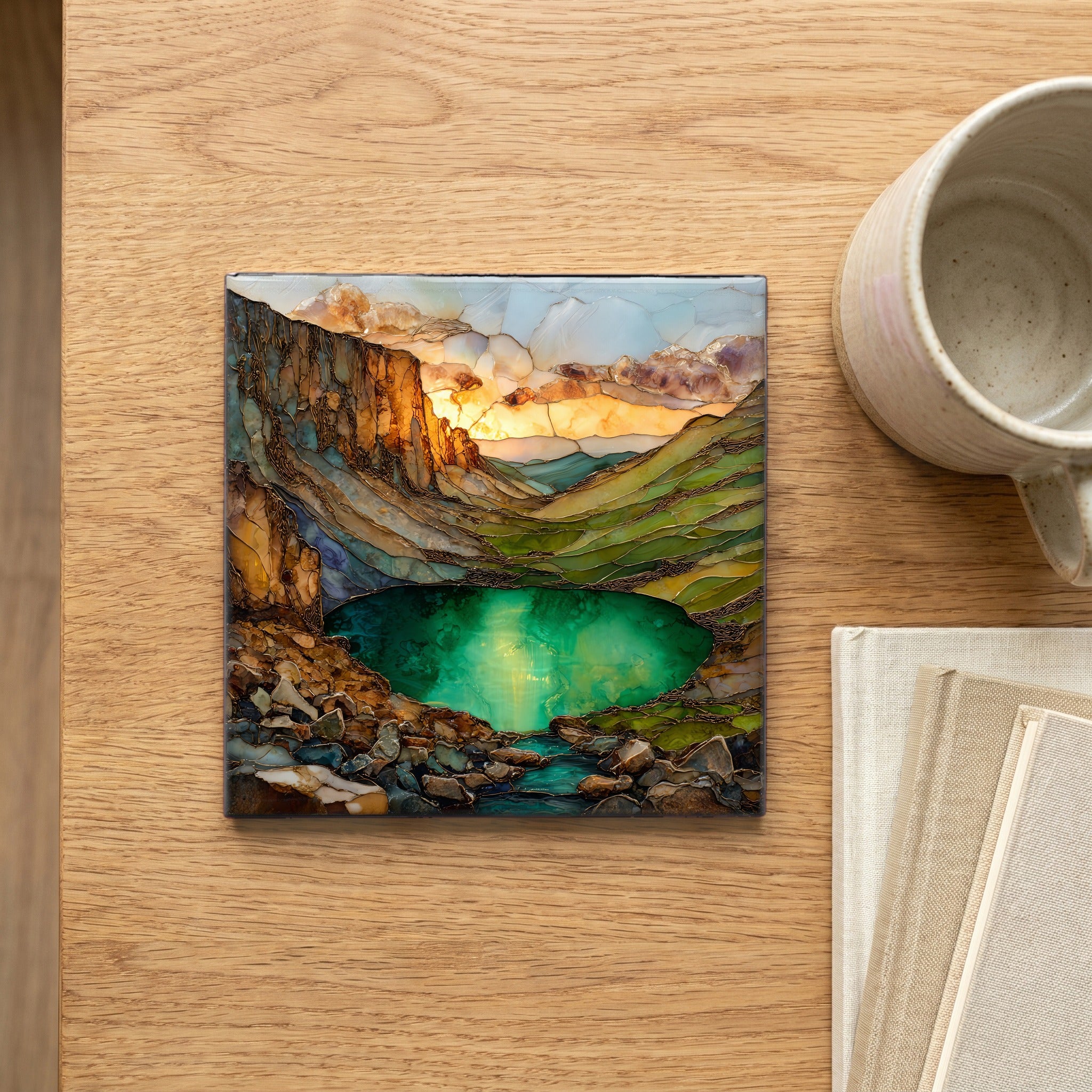 Emerald Lake below Hallett Rocky Mountain National Park Ceramic Art Tile — scale
