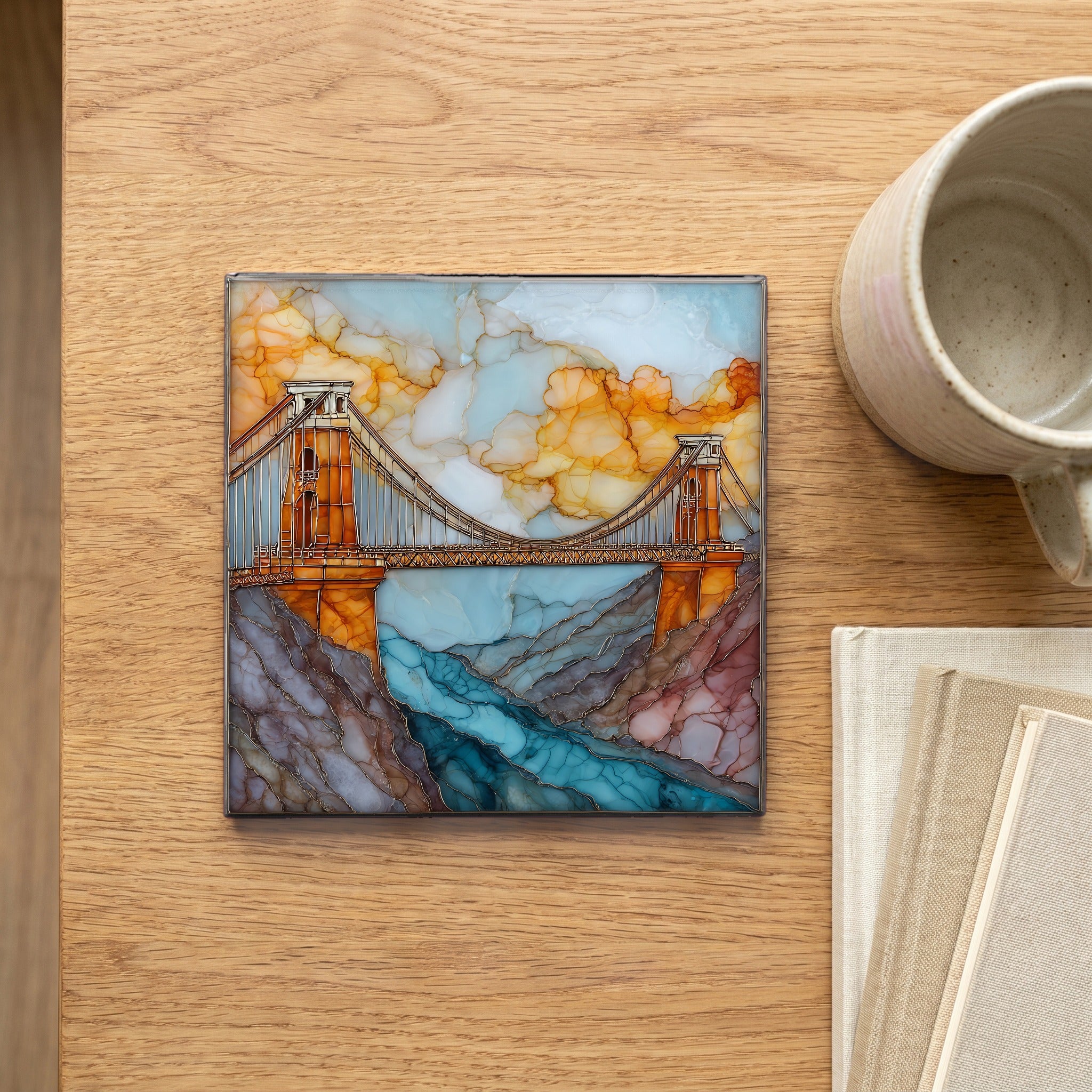 Royal Gorge bridge Ceramic Art Tile — scale
