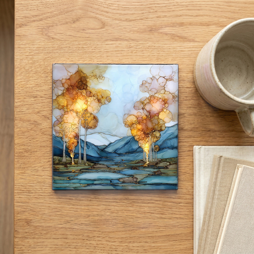 Cottonwood Hot Springs Sawatch Range Ceramic Art Tile — scale