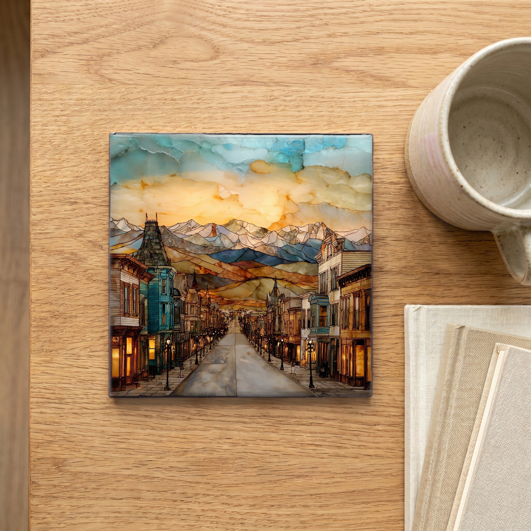 Leadville Harrison Avenue Sawatch Range Ceramic Art Tile — scale