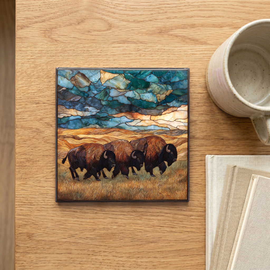 a bison herd thundering — scale