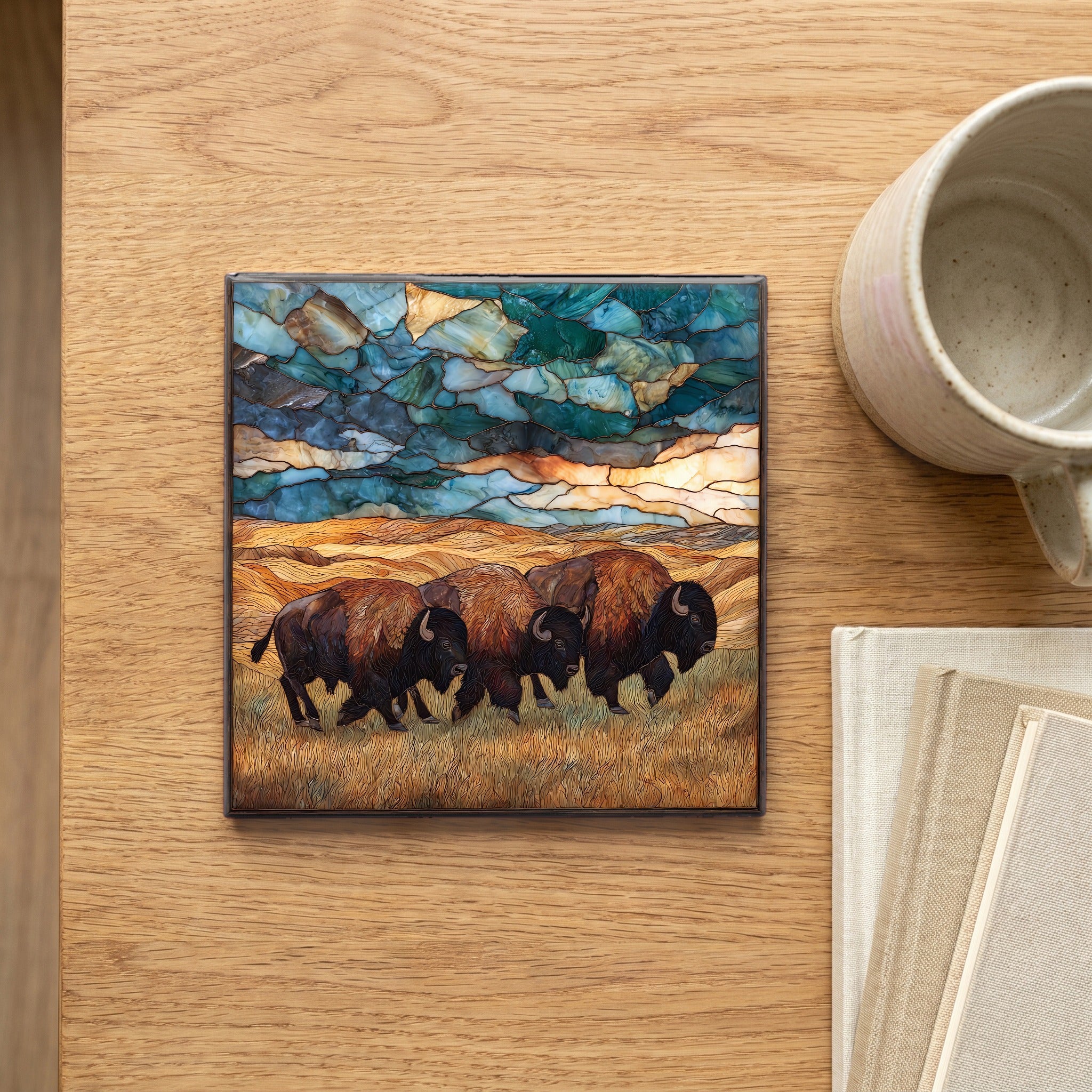 a bison herd thundering — scale