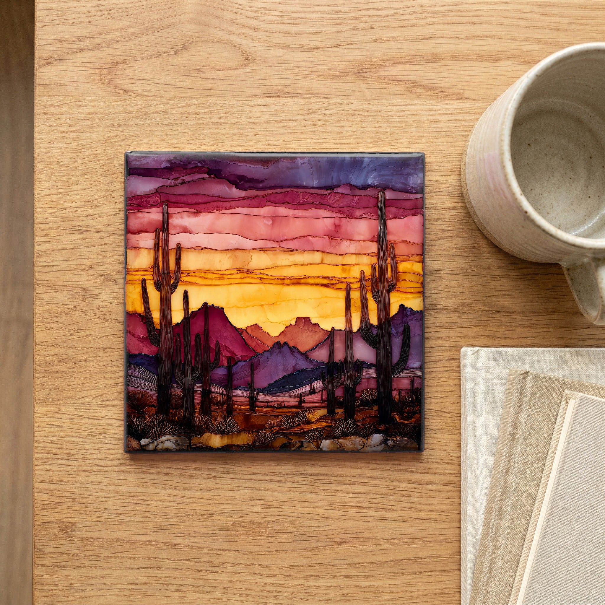 Desert sunset saguaro forest Saguaro National Park — scale