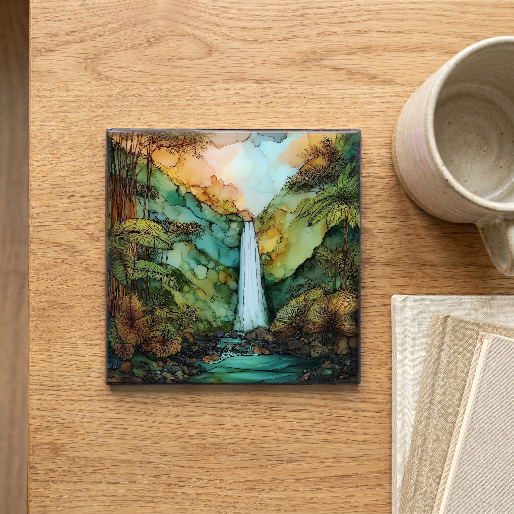 Manoa Falls Oahu Ceramic Art Tile — scale