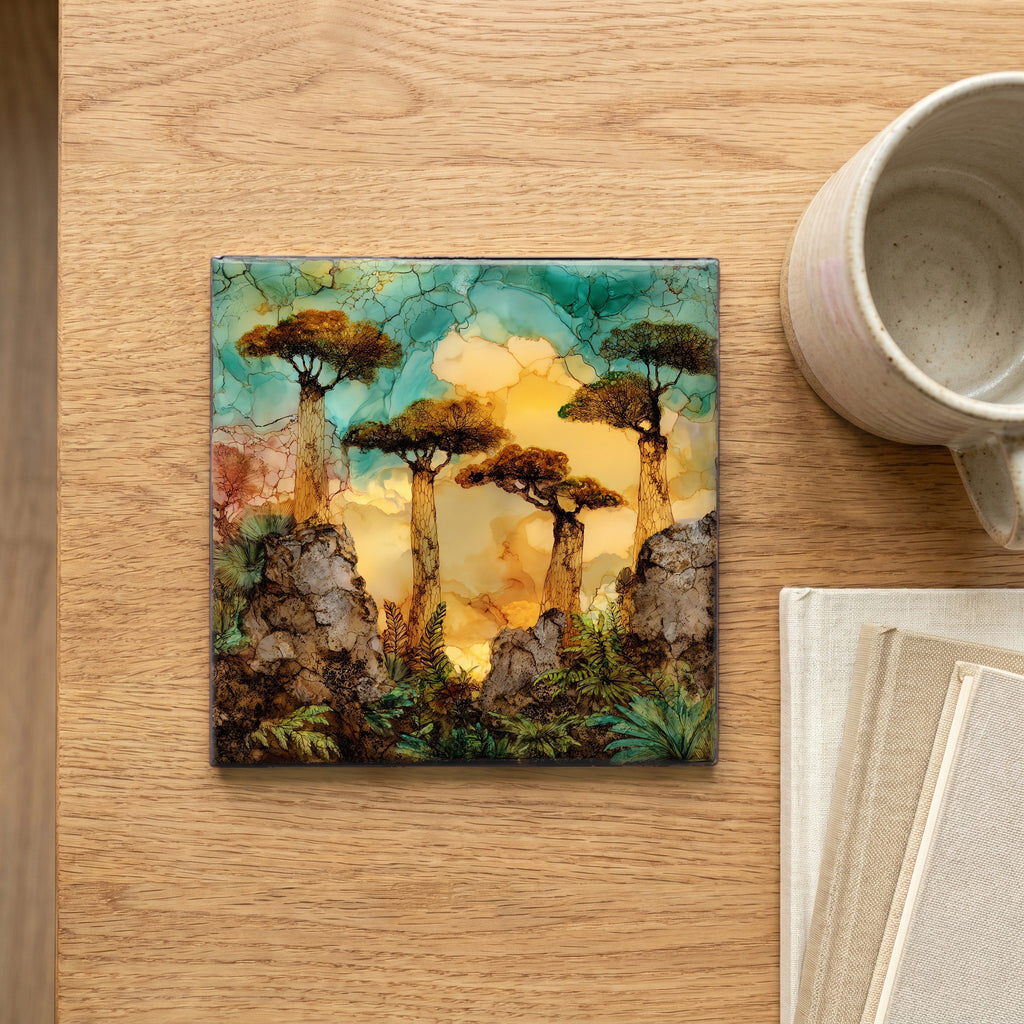 Lava Trees Monument Big Island Ceramic Art Tile — scale