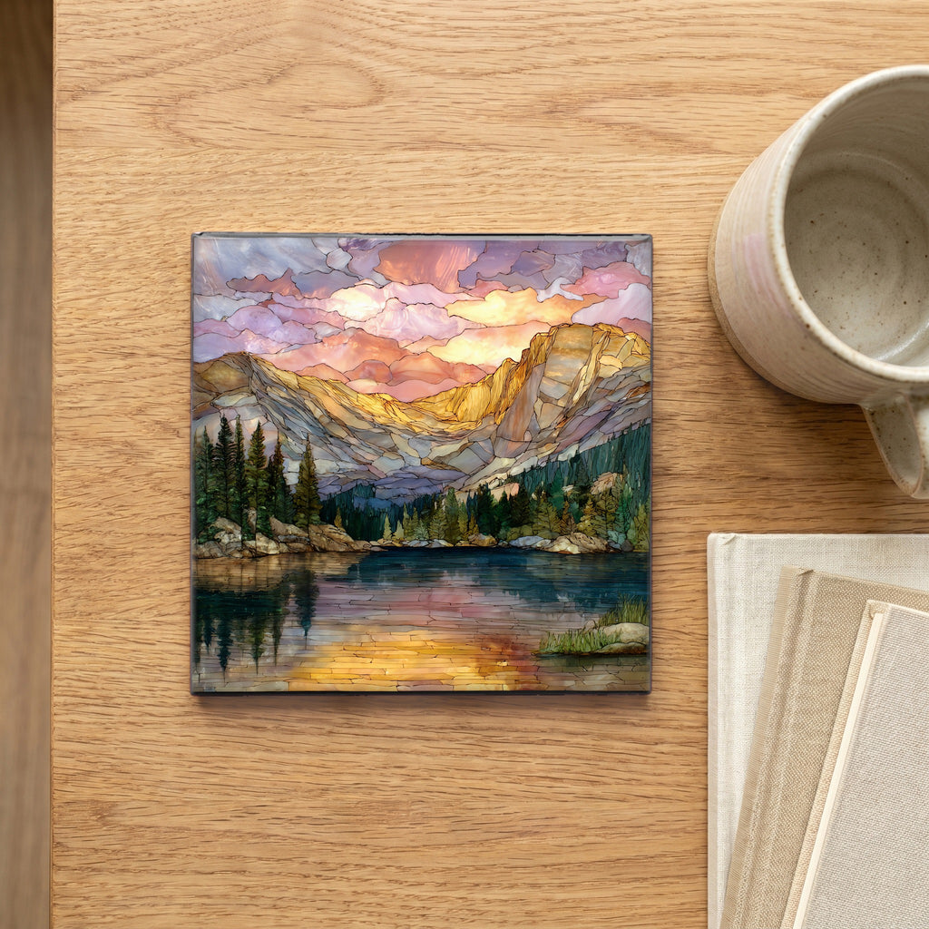Longs Peak from Bear Lake Front Range Ceramic Art Tile — scale