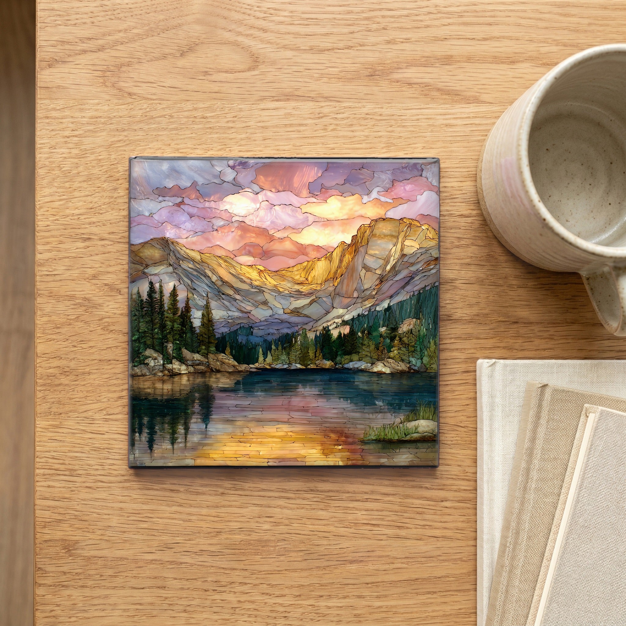 Longs Peak from Bear Lake Front Range Ceramic Art Tile — scale