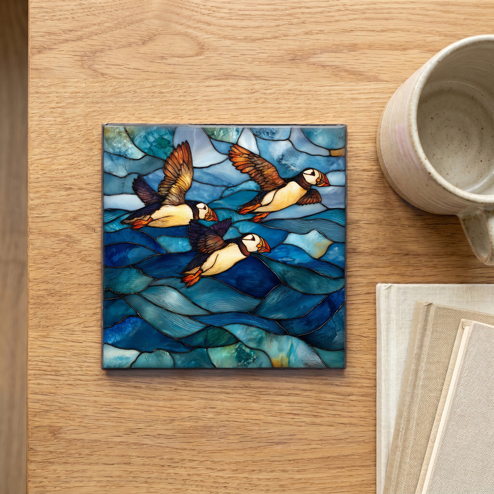 Atlantic puffins on the — scale