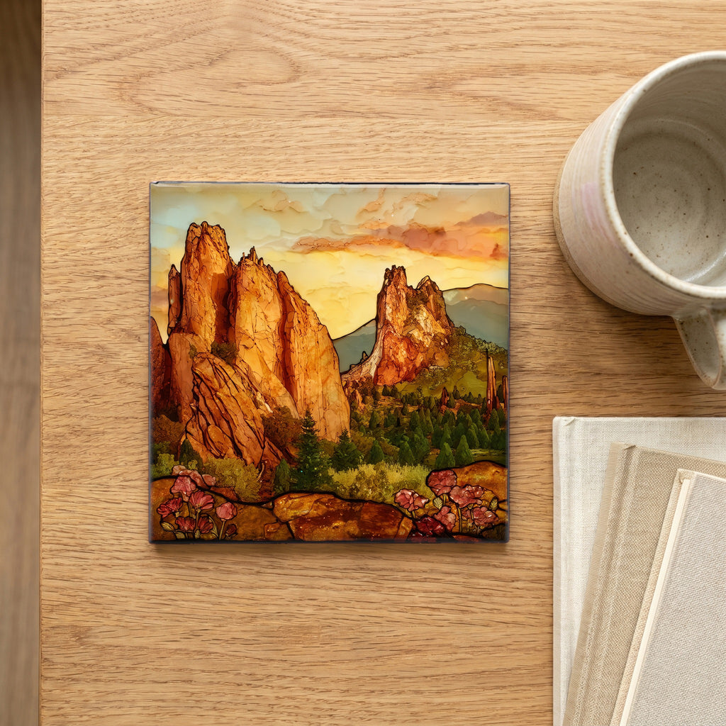 Garden of the Gods Balanced Rock Front Range Ceramic Art Tile — scale