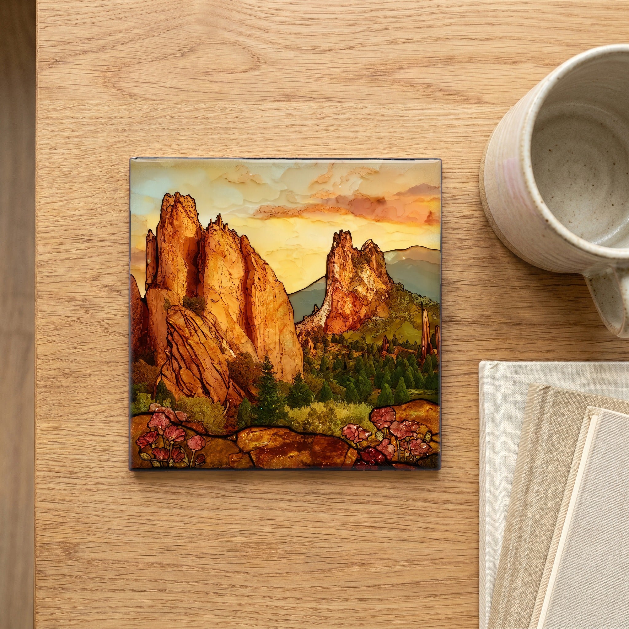 Garden of the Gods Balanced Rock Front Range Ceramic Art Tile — scale