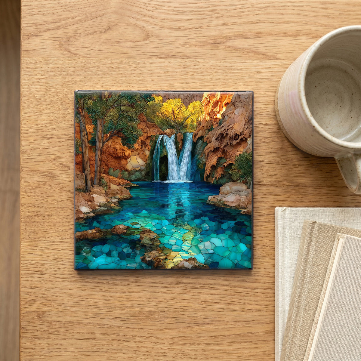 the remote turquoise-blue waterfall — scale