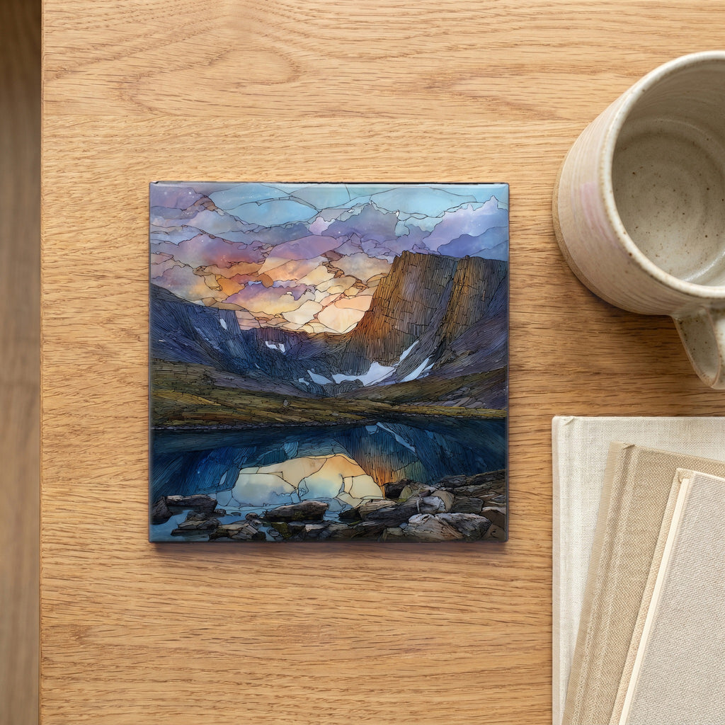Chasm Lake Rocky Mountain National Park Ceramic Art Tile — scale