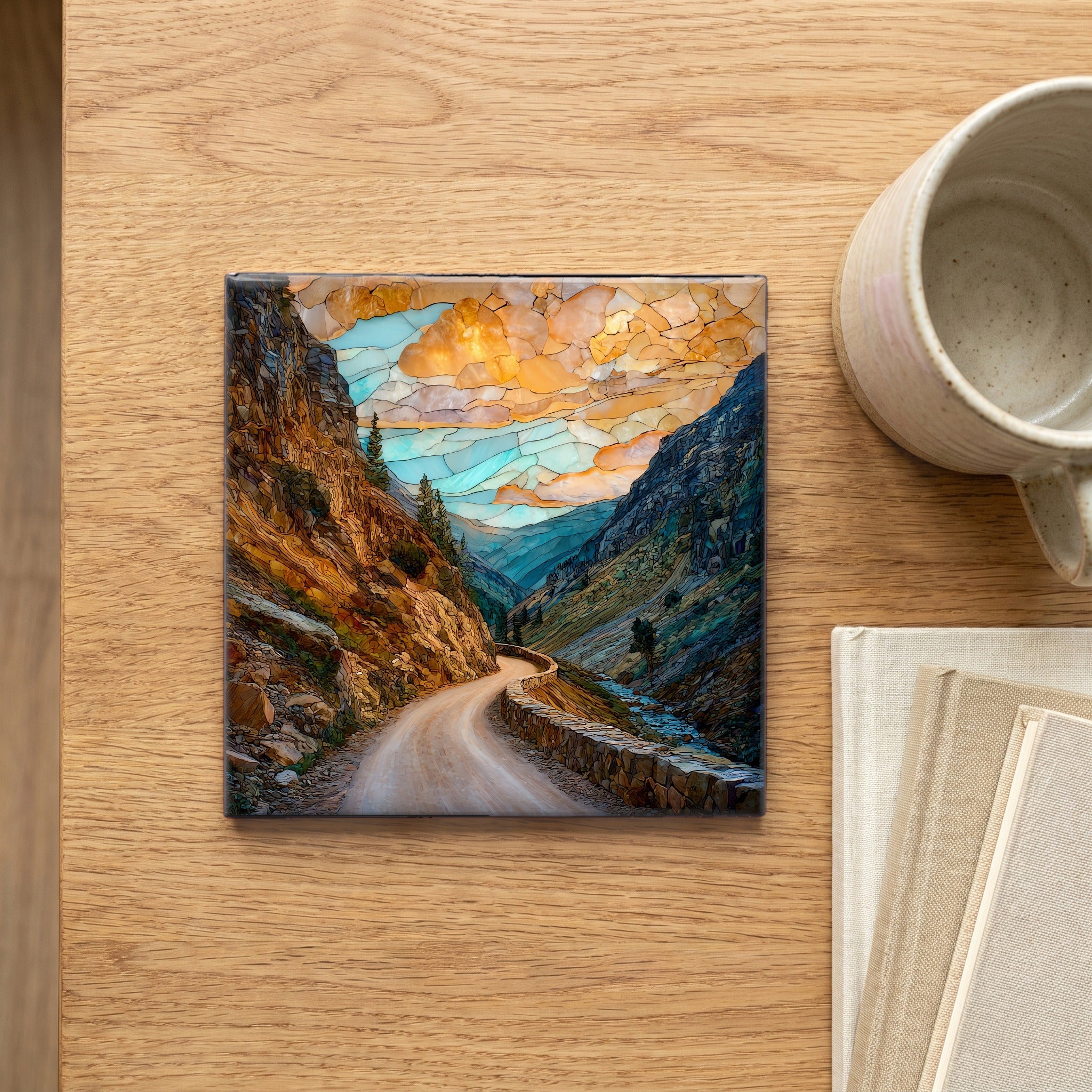 Old Fall River Road Rocky Mountain National Park Ceramic Art Tile — scale