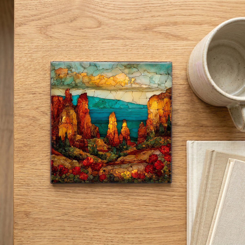 Garden of the Gods Lanai Ceramic Art Tile — scale