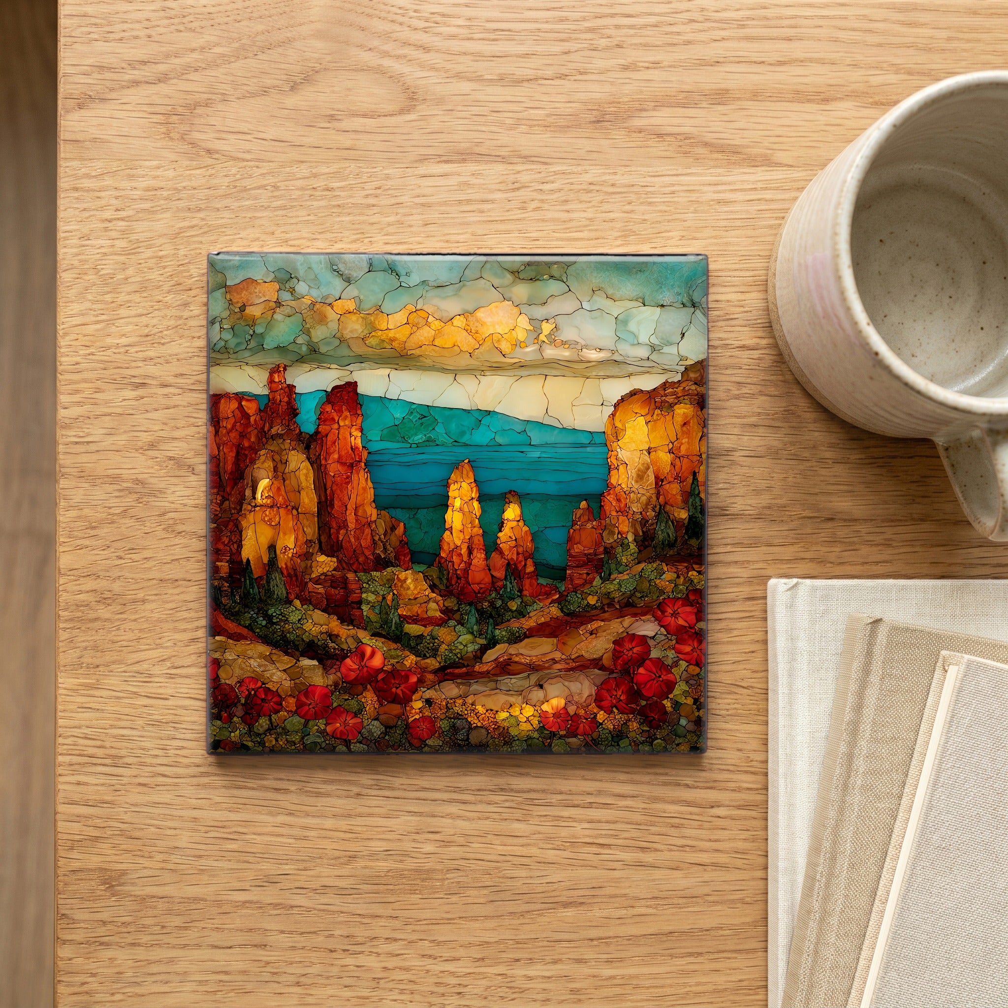 Garden of the Gods Lanai Ceramic Art Tile — scale