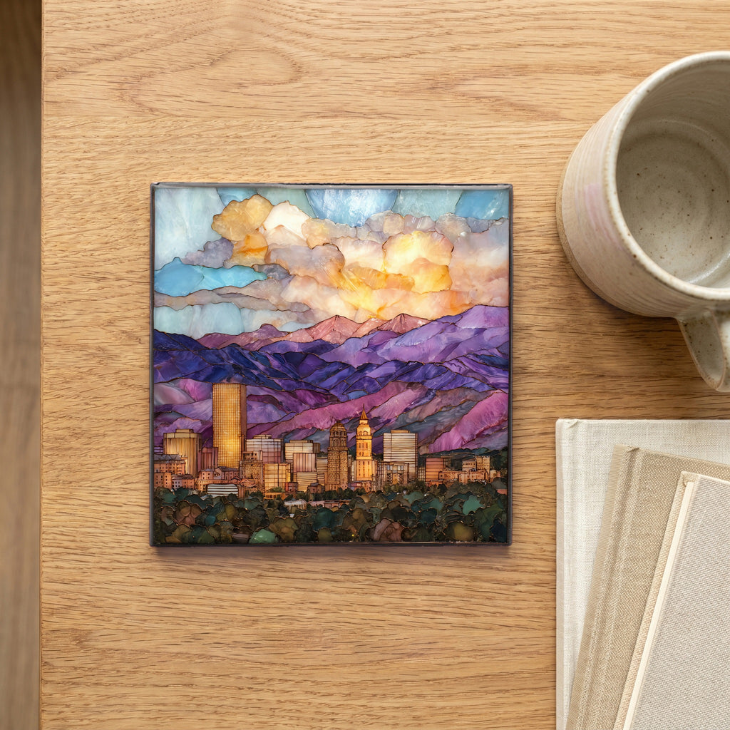Colorado Springs and Pikes Peak Front Range Ceramic Art Tile — scale