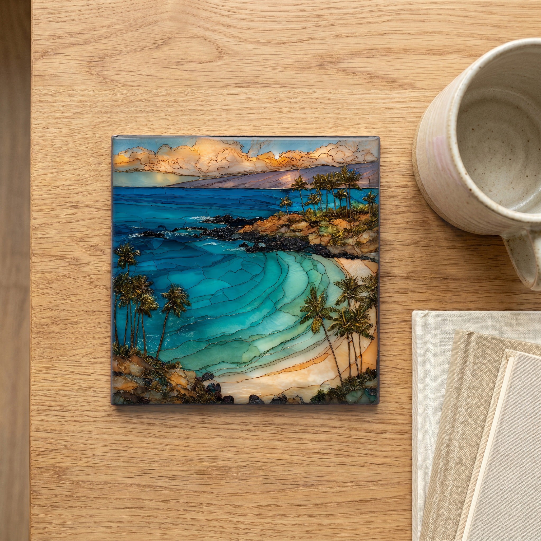 Napili Bay Maui Ceramic Art Tile — scale