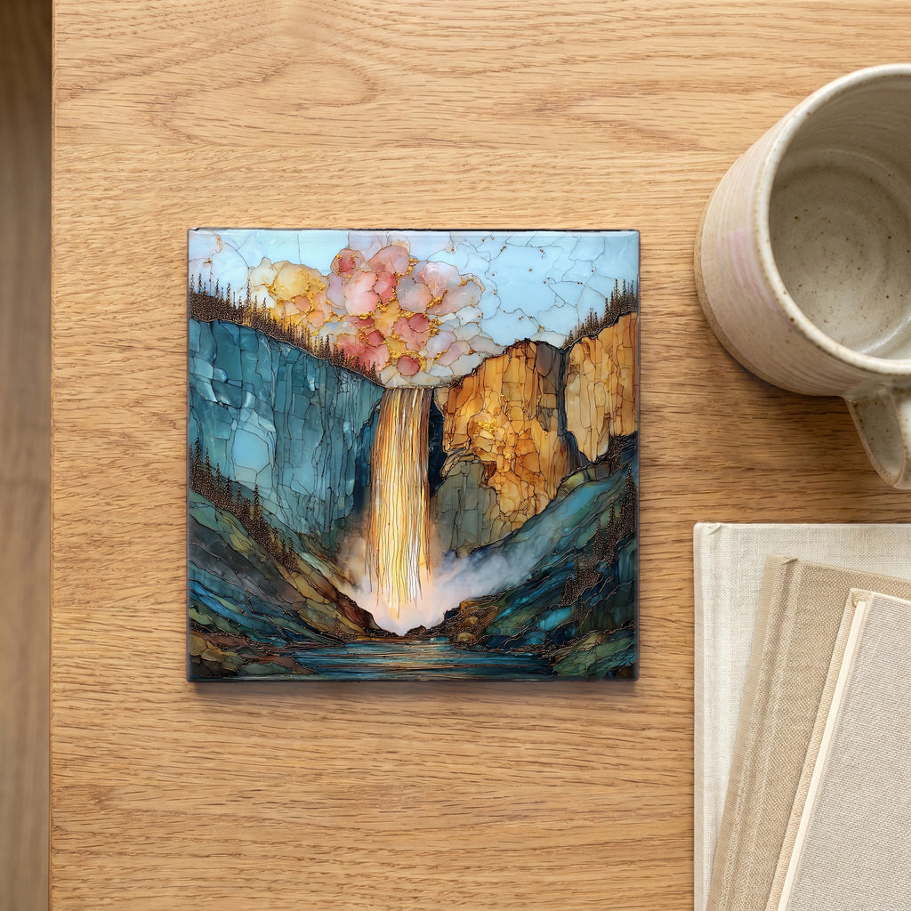 Bridal Veil Falls Telluride San Juans Ceramic Art Tile — scale