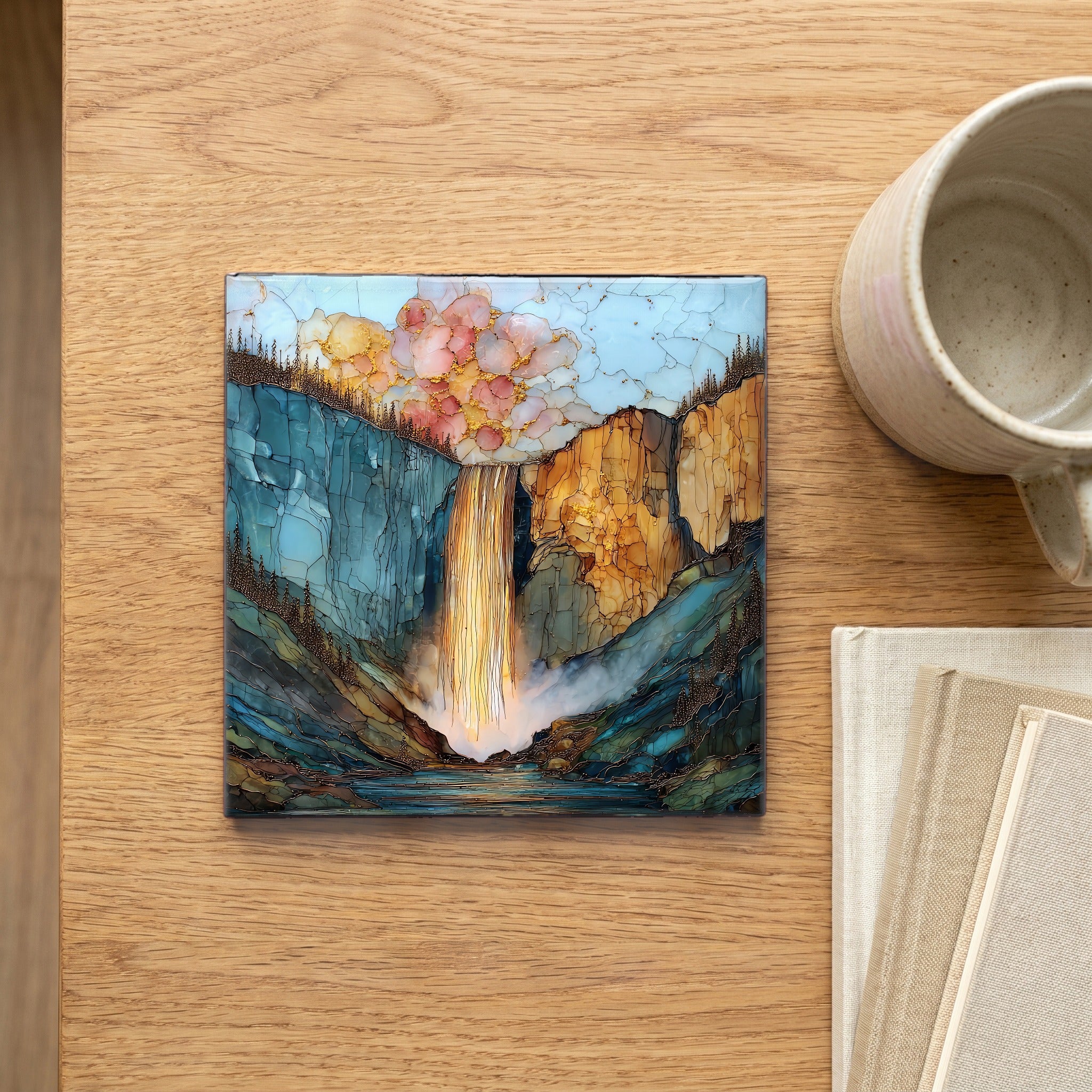 Bridal Veil Falls Telluride San Juans Ceramic Art Tile — scale