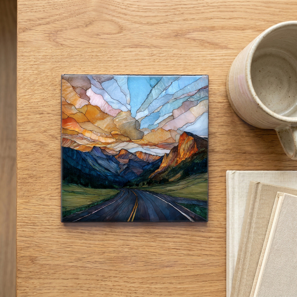 Peak to Peak Highway Front Range Ceramic Art Tile — scale