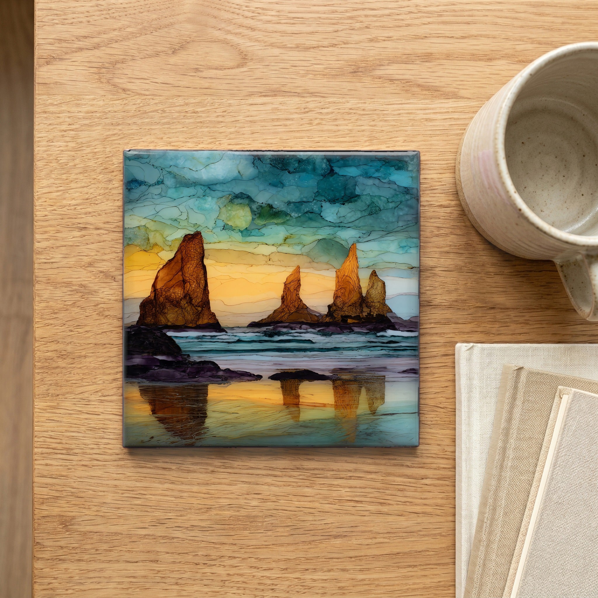 Bandon Beach sea stacks rising — scale