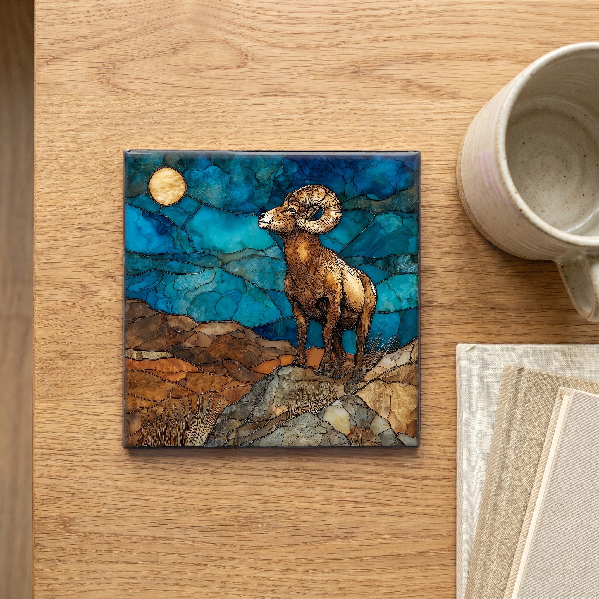 Badlands bighorn ram on — scale