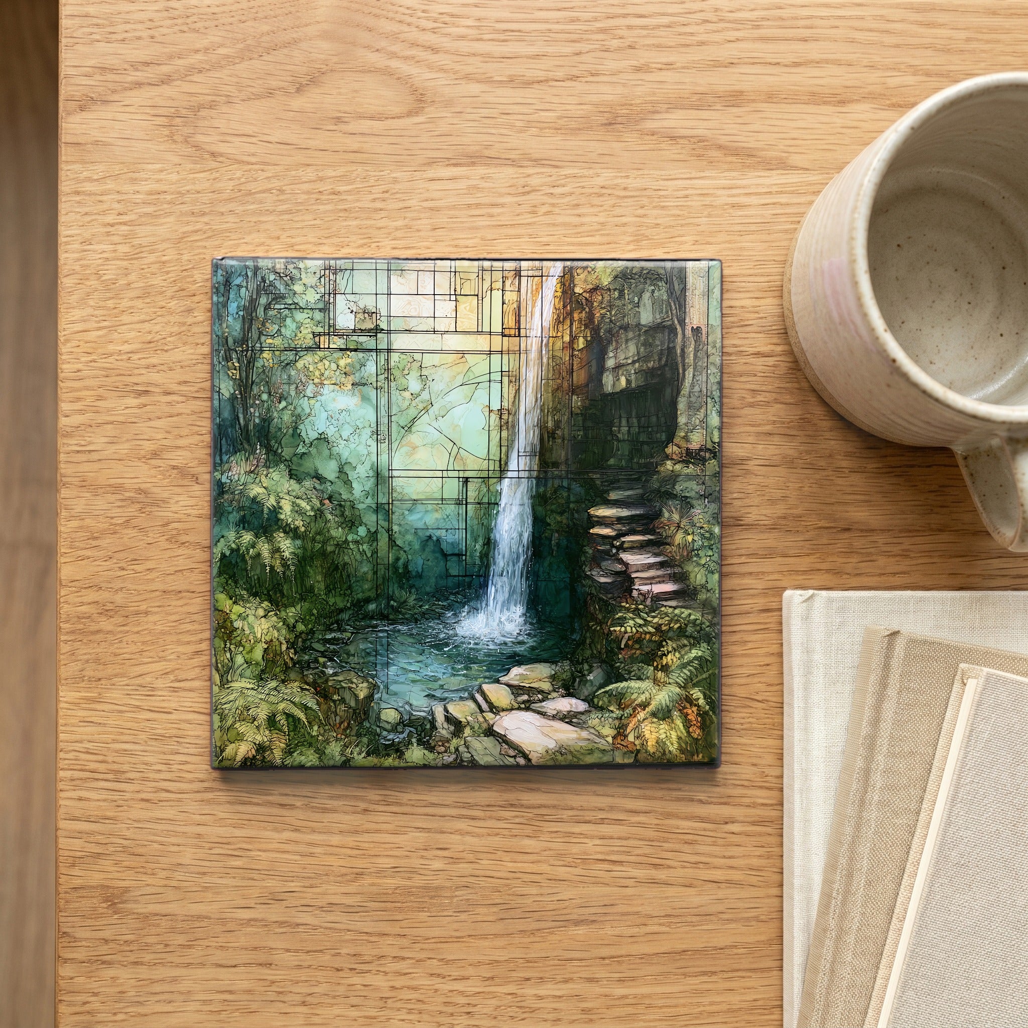 a slender waterfall dropping — scale
