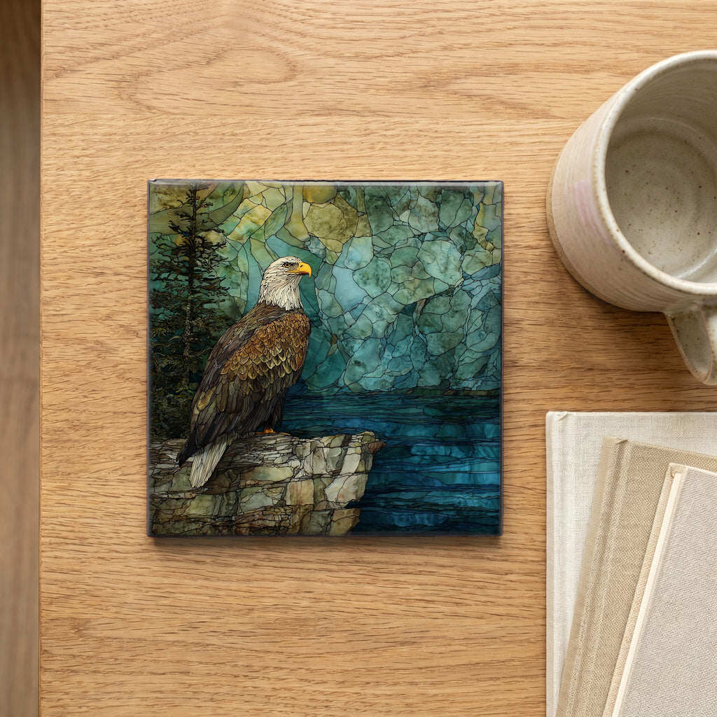 a bald eagle perched on a — scale