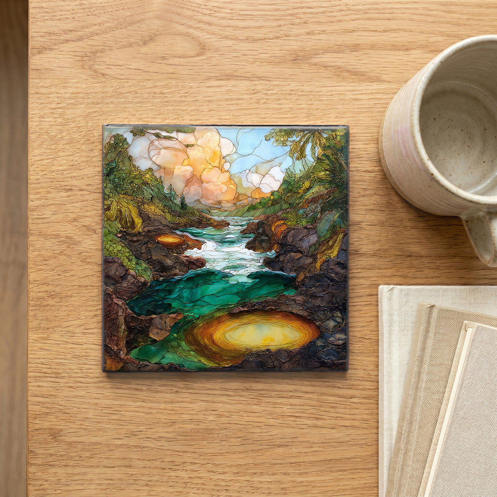 Boiling Pots Big Island Ceramic Art Tile — scale