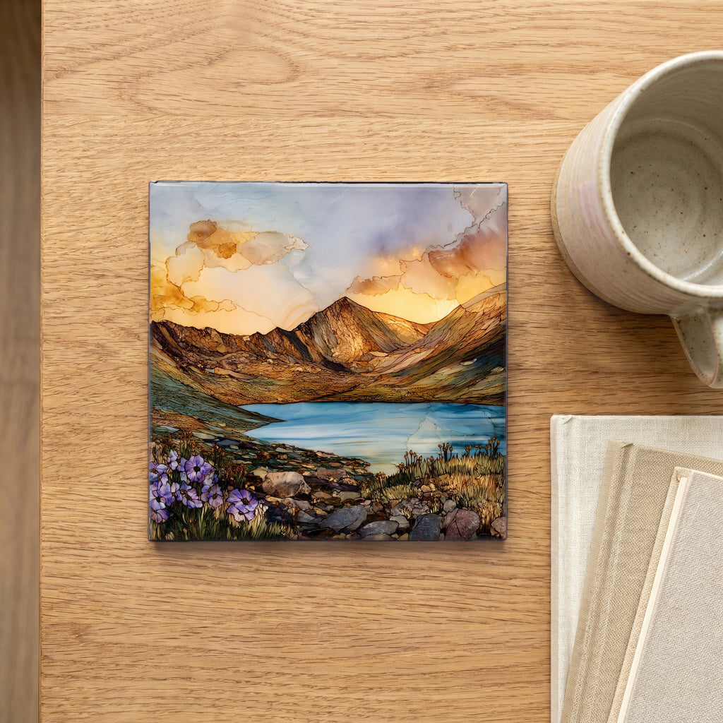 Mount Evans Summit Lake Front Range Ceramic Art Tile — scale