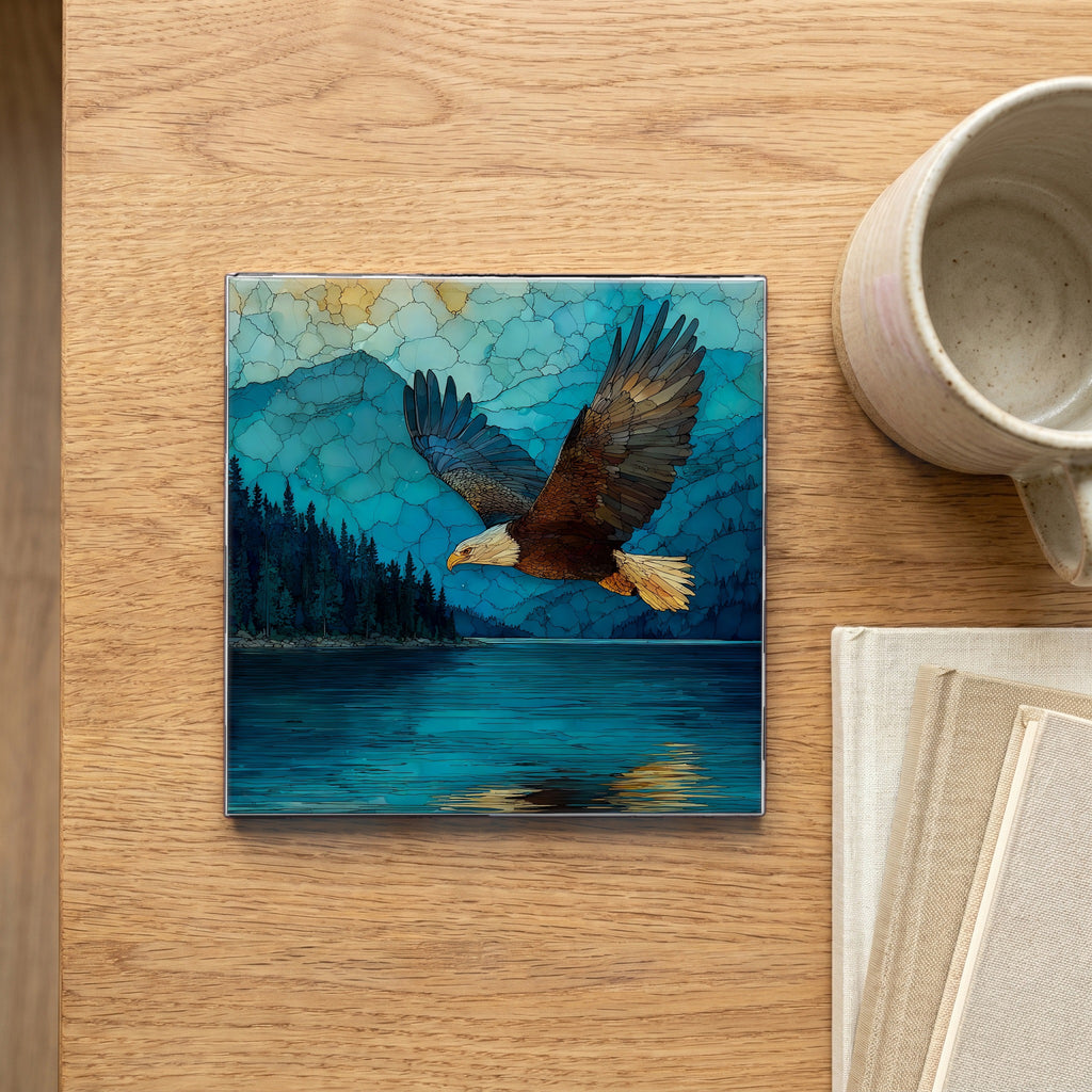 bald eagle over Lake — scale