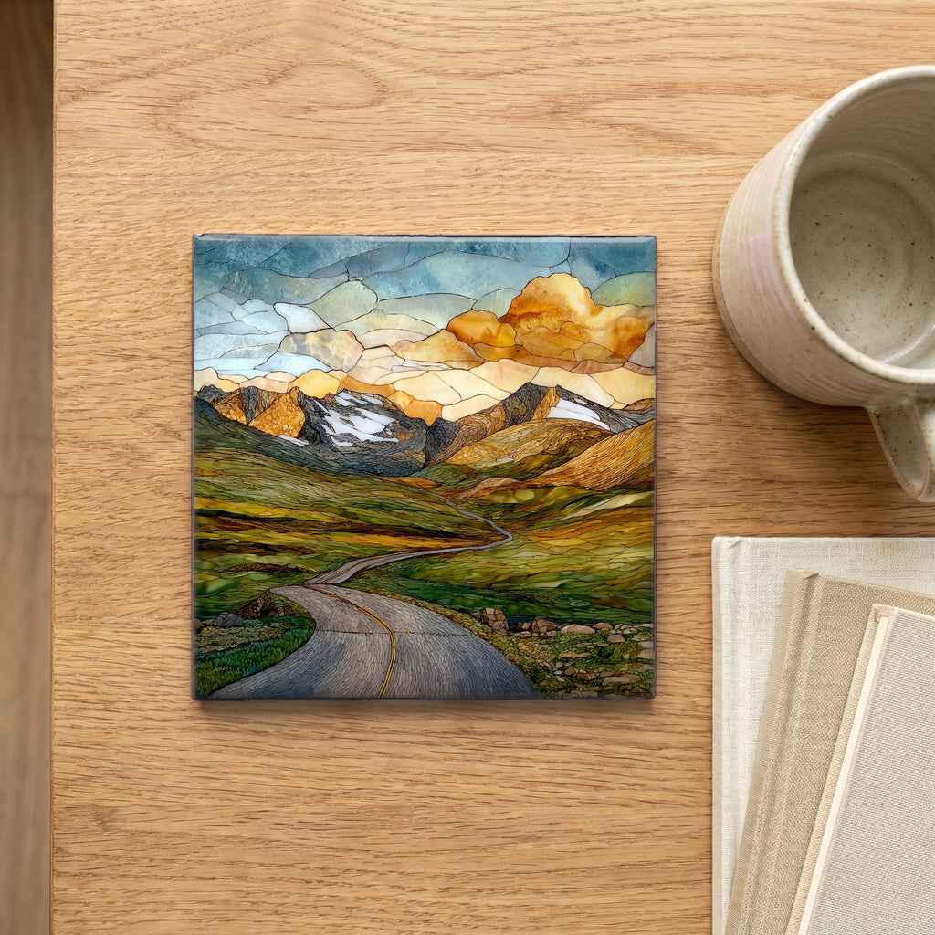 Trail Ridge Road Rocky Mountain National Park Ceramic Art Tile — scale