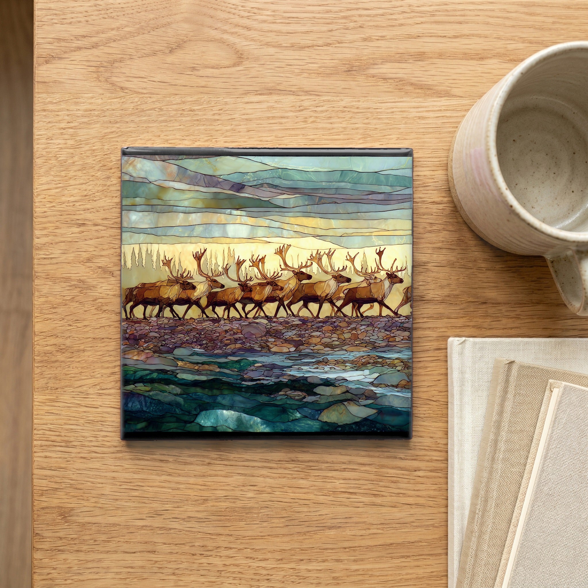 a caribou herd crossing — scale