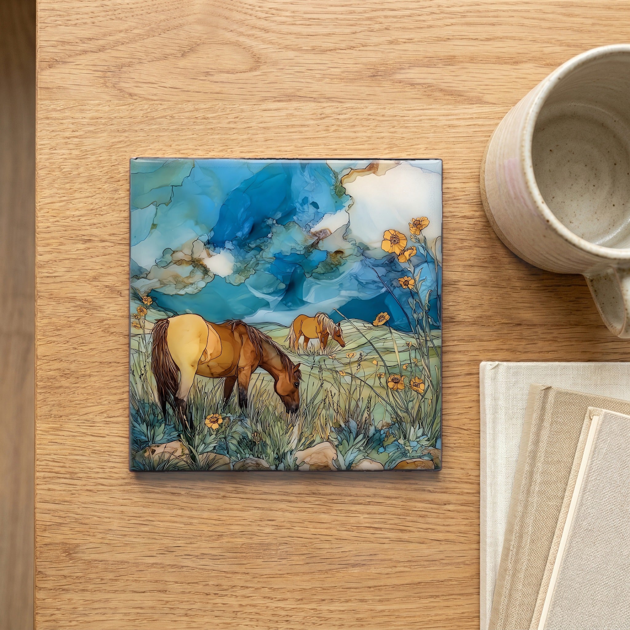 Assateague wild ponies on — scale